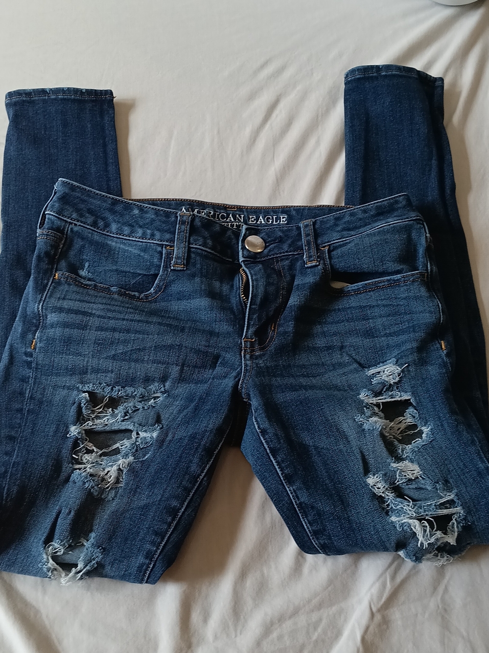 American Eagle Outfitters Ripped Dark Blue Women's Skinny Jeans